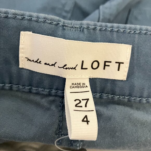 LOFT Women Sateen Skinny Ankle Pants Sz 4 Blue Gray Mid Rise Five Pocket Casual - Picture 5 of 6